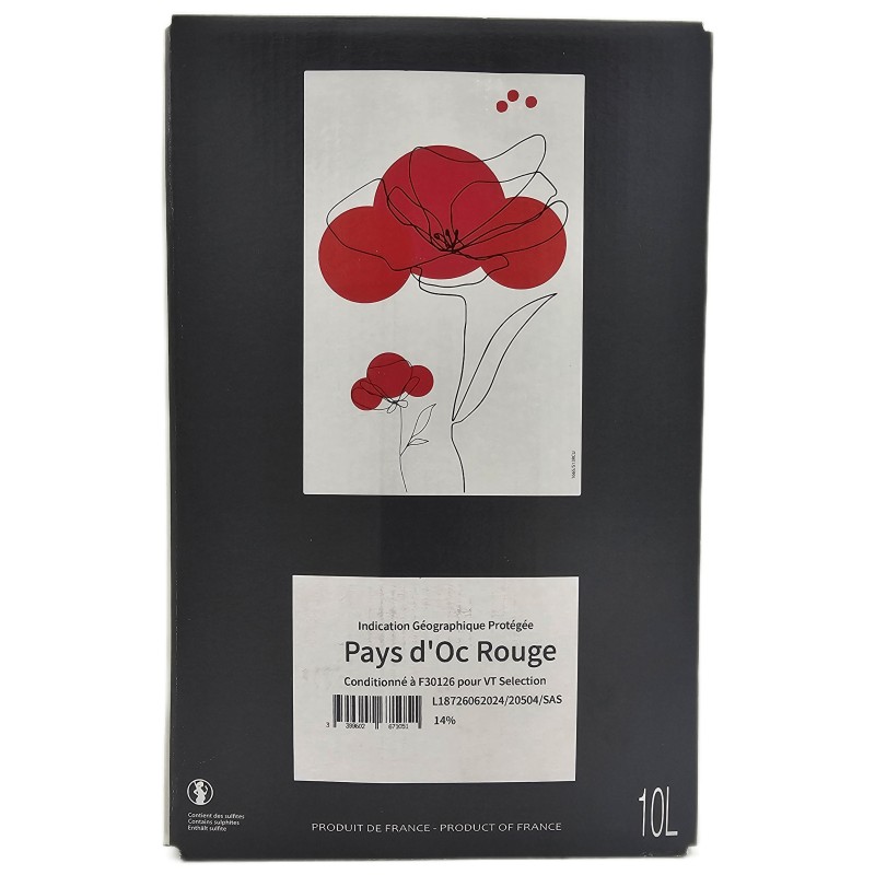 Les Vignerons De Tavel - Igp Pays D'oc Merlot Rouge Bib 10 Litres - Red Wine 10L Bag-in-Box